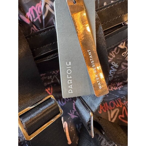 Parfois Love-Themed Graffiti Print Nylon Backpack With Adjustable Straps- NWT - Picture 11 of 14